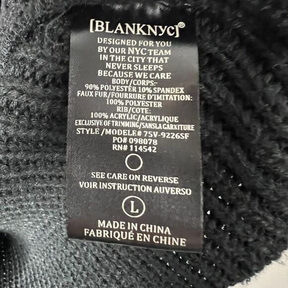 Blank NYC Sweater Womens Large Knit Faux Suede Asymmetric Zip Black Cardigan - Picture 9 of 14